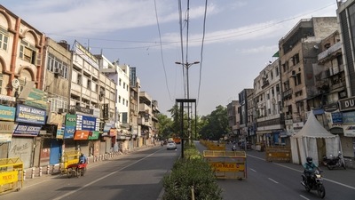 Delhi Police barricades line a deserted Daryaganj wholesale market. A medical examination confirmed that the driver was not drunk when the incident took place, the officer added. (Bloomberg) Delhi Police barricades line a deserted Daryaganj wholesale market. A medical examination confirmed that the driver was not drunk when the incident took place, the officer added. (Bloomberg)