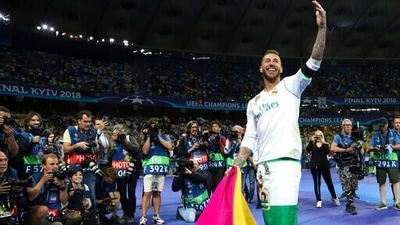 FILE -Sergio Ramos celebrates after winning the Champions League. (AP)