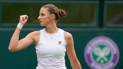 Czech Republic's Karolina Pliskova celebrates winning second set against Aryna Sabalenka. (AP) Czech Republic's Karolina Pliskova celebrates winning second set against Aryna Sabalenka. (AP)
