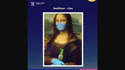 One of the images Nagpur Police shared with Leonardo Da Vinci’s Mona Lisa twist. (Twitter/@NagpurPolice)