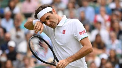 Switzerland's Roger Federer reacts during his quarter final match against Poland's Hubert Hurkacz. (REUTERS) Switzerland's Roger Federer reacts during his quarter final match against Poland's Hubert Hurkacz. (REUTERS)