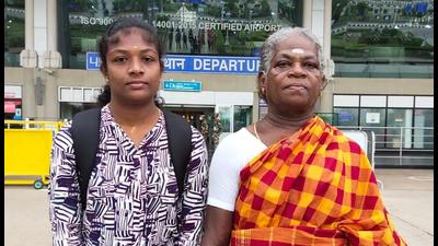 Arammal has toured cities like Chennai to watch her 23-year-old granddaughter run. “She cried every time,” says Revathi. Arammal has toured cities like Chennai to watch her 23-year-old granddaughter run. “She cried every time,” says Revathi.
