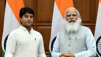 Civil aviation minister Jyotiraditya Scindia with PM Modi. (File photo)