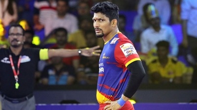 In season 7, Rishank Devadiga pocketed 77 points, far from his best-ever of 170 in season 5. (UP Yoddha/Twitter) In season 7, Rishank Devadiga pocketed 77 points, far from his best-ever of 170 in season 5. (UP Yoddha/Twitter)