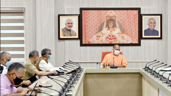 Uttar Pradesh chief minister Yogi Adityanath at a Covid-19 review meeting. (FILE PHOTO)