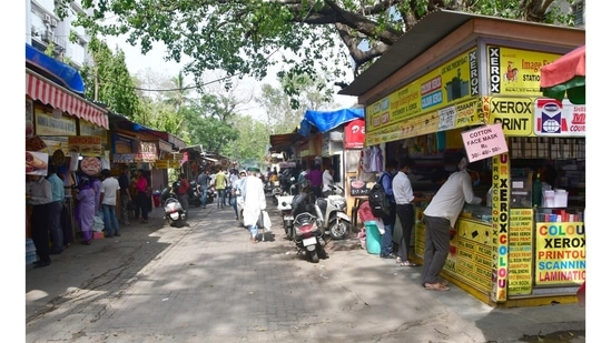 The Churchgate Khau Galli is a common stop for hungry commuters but only a few eateries are open, and even fewer are patronised.(Bhushan Koyande / HT Photo)