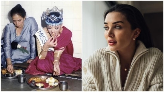 Aishwarya Rai and her mother are seen eating their meals while sitting on a floor, soon after her Miss World win.