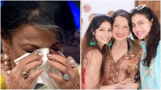 Tanuja poses with her daughters, Kajol and Tanishaa Mukerji.