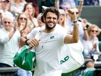 Itay's Matteo Berrettini celebrates winning his semi-final match against Poland's Hubert Hurkacz.