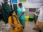 A Pune woman who is eight months pregnant is getting her first vaccination at a hospital after the government recommended Covid vaccination for pregnant women. 
