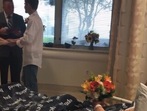 The image shows the bride named Sean getting married in her grandma's hospital room.