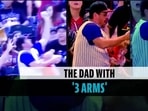 Video clip of a father juggling a baby and a ball at a baseball game has gone viral (Twitter) Video clip of a father juggling a baby and a ball at a baseball game has gone viral (Twitter)