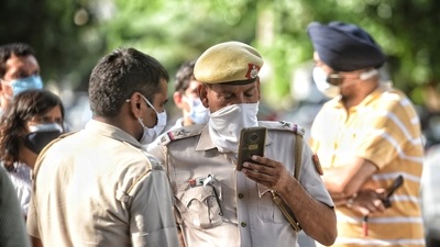Police officials seen outside the residence of Kitty Kumaramangalam, wife of late former Union Minister P Rangarajan Kumaramangalam, where she was murdered during a robbery bid at Vasant Vihar, in New Delhi, India, on Wednesday, July 07, 2021. (Photo by Sanchit Khanna/ Hindustan Times) Police officials seen outside the residence of Kitty Kumaramangalam, wife of late former Union Minister P Rangarajan Kumaramangalam, where she was murdered during a robbery bid at Vasant Vihar, in New Delhi, India, on Wednesday, July 07, 2021. (Photo by Sanchit Khanna/ Hindustan Times)