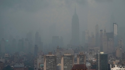 Rain covers the Empire State Building in New York July 8, 2012 as Tropical Storm Elsa moves up the Northeast with heavy rain and flash flood warnings. (AFP) Rain covers the Empire State Building in New York July 8, 2012 as Tropical Storm Elsa moves up the Northeast with heavy rain and flash flood warnings. (AFP)