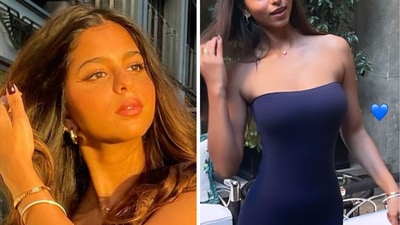 Suhana Khan paints New York blue in ₹1.7k gown, ₹1.5 lakh Balenciaga