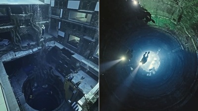 The collage shows images of the world's deepest pool in Dubai. (Instagram/@faz3) The collage shows images of the world's deepest pool in Dubai. (Instagram/@faz3)