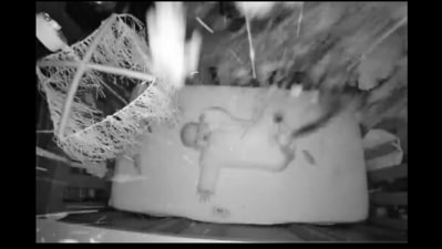 The image shows the terrifying moment when a tree fell through the roof over the five-month-old. (Facebook/@Courtney Blanchard Buchholtz)