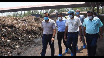 UT adviser Dharam Pal (second from right) with MC officials during his visit to the Dadumajra waste processing plant in Chandigarh on Friday. (Keshav Singh/HT) UT adviser Dharam Pal (second from right) with MC officials during his visit to the Dadumajra waste processing plant in Chandigarh on Friday. (Keshav Singh/HT)