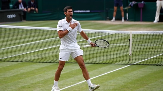 Serbia's Novak Djokovic celebrates winning his semi-final match against Canada's Denis Shapovalov.(REUTERS)