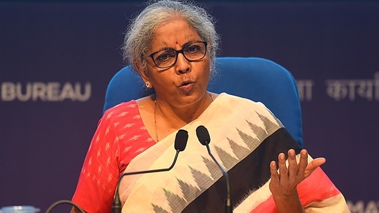 Union Finance Minister Nirmala Sitharaman during a media briefing at National Media Centre in New Delhi, India, on Monday, June 28, 2021. (Photo by Raj K Raj / Hindustan Times)