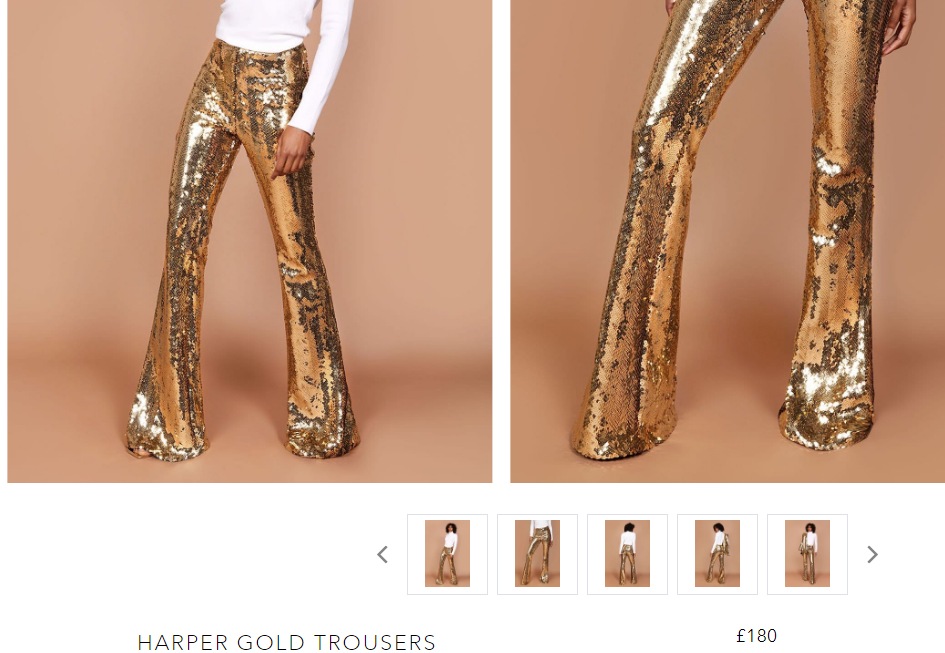 Shilpa Shetty Kundra's gold sequins trousers from Nadine Merabi (nadinemerabi.com)