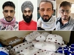 Combo picture of 4 accused namely Gurjot Singh, Gurpreet Singh, Rizwan Kashmiri, and Hazart Ali arrested by the Special Cell of Delhi Police in case of drug trafficking and seized 354 kg of heroin worth Rs. 2,500 crores, in New Delhi on Saturday. (ANI Photo) Combo picture of 4 accused namely Gurjot Singh, Gurpreet Singh, Rizwan Kashmiri, and Hazart Ali arrested by the Special Cell of Delhi Police in case of drug trafficking and seized 354 kg of heroin worth Rs. 2,500 crores, in New Delhi on Saturday. (ANI Photo)
