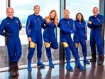 From left: Chief Pilot Dave Mackay, Lead Operations Engineer Colin Bennett, Chief Astronaut Instructor Beth Moses, Founder of Virgin Galactic Richard Branson, Vice President of Government Affairs and Research Operations Sirisha Bandla and pilot Michael Masucci.(AP) From left: Chief Pilot Dave Mackay, Lead Operations Engineer Colin Bennett, Chief Astronaut Instructor Beth Moses, Founder of Virgin Galactic Richard Branson, Vice President of Government Affairs and Research Operations Sirisha Bandla and pilot Michael Masucci.(AP)