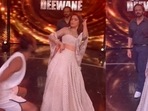 Madhuri Dixit and Rohit Shetty on the sets of Dance Deewane 3. 