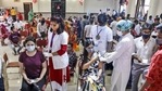 Healthcare workers administer Covid-19 vaccine to beneficiaries during a special drive, in Beawar, Rajasthan, on July 8.(PTI Photo) Healthcare workers administer Covid-19 vaccine to beneficiaries during a special drive, in Beawar, Rajasthan, on July 8.(PTI Photo)