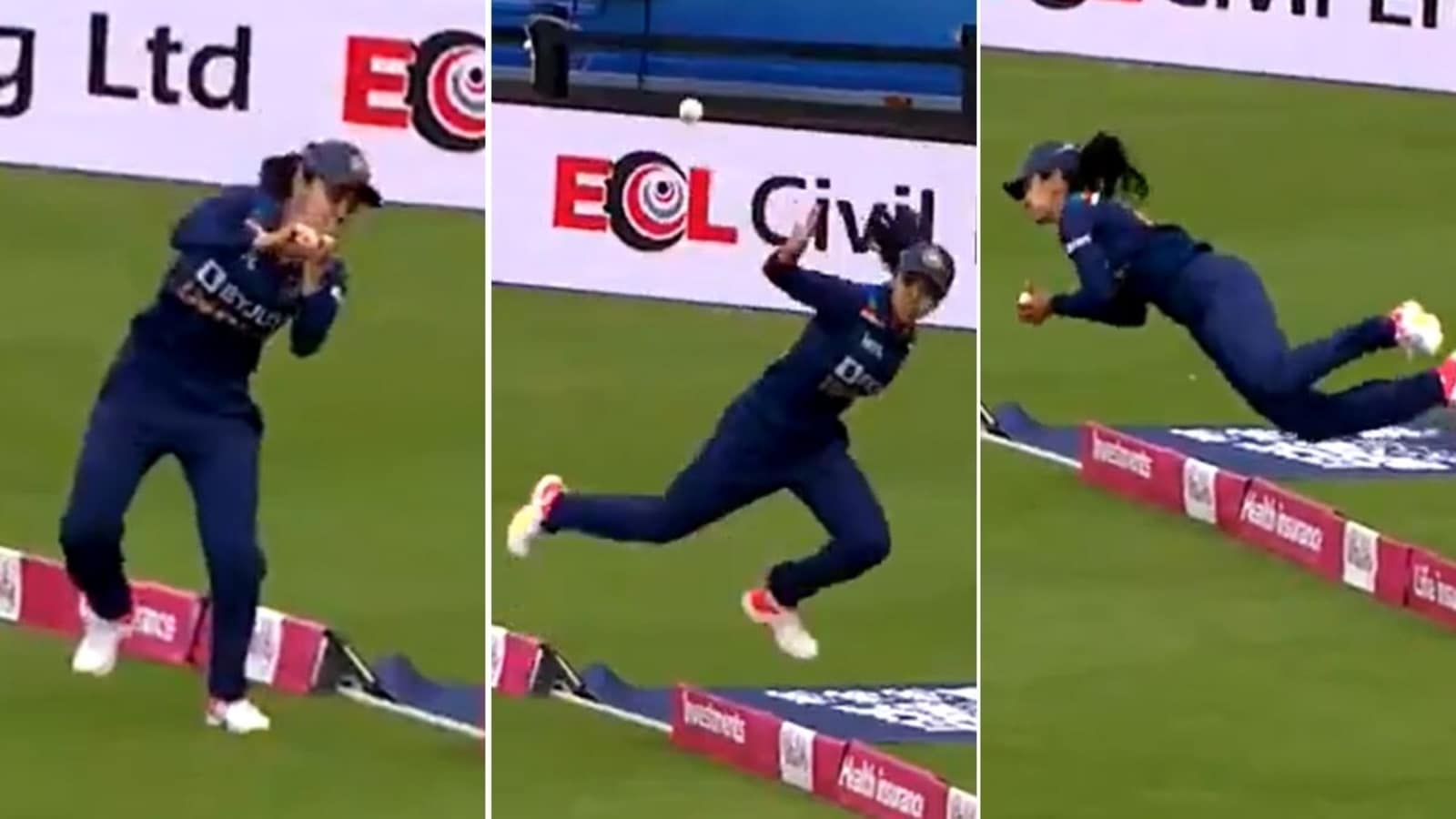 India's Harleen Deol takes one of the most jaw-dropping catches ever seen,  England player claps at her effort: Watch | Cricket - Hindustan Times