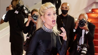 The 74th Cannes Film Festival - Screening of the film "La fracture" (The Divide) in competition - Red Carpet Arrivals - Cannes, France, July 9, 2021. Actor Marina Fois arrives.  (REUTERS)
