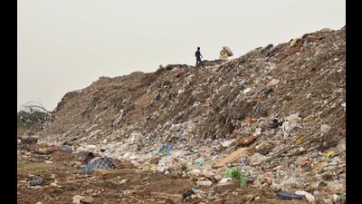For nearly a year now, the civic body has been debating over the issue, even as most of the city’s solid dry waste is being dumped unprocessed at the Dadumajra dumping site. (HT File Photo)