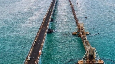 Pamban Bridge, Tamil Nadu: This railway bridge connects Mandapam with Pamban Island and Rameswaram. This is India's first sea bridge.  (Instagram/@marvelous_scenery)