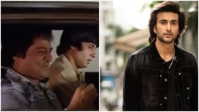 Jagdeep with Amitabh Bachchan (L) and Meezaan. Jagdeep with Amitabh Bachchan (L) and Meezaan.