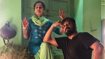 Taapsee Pannu and Anurag Kashyap on the sets of Manmarziyaan.