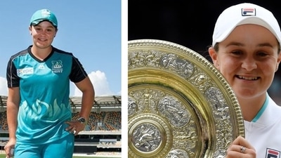 Ashleigh Barty the cricketer (left) and the Wimbledon champion (right) (Twitter and Reuters) Ashleigh Barty the cricketer (left) and the Wimbledon champion (right) (Twitter and Reuters)