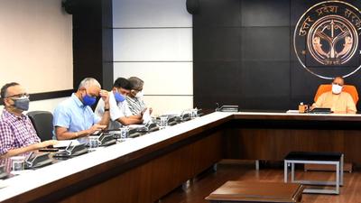 Uttar Pradesh chief minister Yogi Adityanath at a Covid-19 review meeting in Lucknow on Saturday. (HT Photo) Uttar Pradesh chief minister Yogi Adityanath at a Covid-19 review meeting in Lucknow on Saturday. (HT Photo)