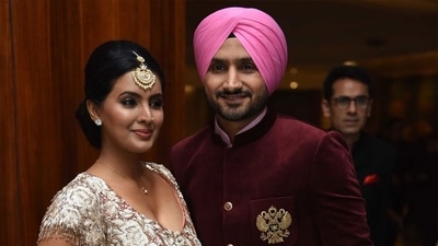 Harbhajan Singh and Geeta Basra. (Getty Images)