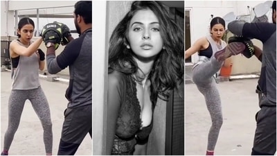 Rakul Preet throws punches and says don't give up glove up in new workout video (Instagram/@rakulpreet) Rakul Preet throws punches and says don't give up glove up in new workout video (Instagram/@rakulpreet)