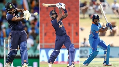 From Left: Sanju Samson, Suryakumar Yadav and Prithvi Shaw. (Getty Images)