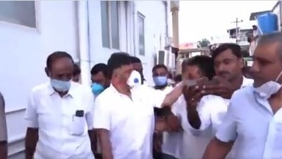 Karnataka Congress president DK Shivakumar allegedly slapped a party member in a fit of rage.
