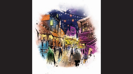 Buildings in areas with nightlife circuits, particularly near heritage monuments and in central business districts, will be allowed to run small eateries, coffee shops, bookshops or other recreational facilities to boost nightlife and safety. (HT illustrations: Mohit Suneja and Gajanan Nirphale) Buildings in areas with nightlife circuits, particularly near heritage monuments and in central business districts, will be allowed to run small eateries, coffee shops, bookshops or other recreational facilities to boost nightlife and safety. (HT illustrations: Mohit Suneja and Gajanan Nirphale)