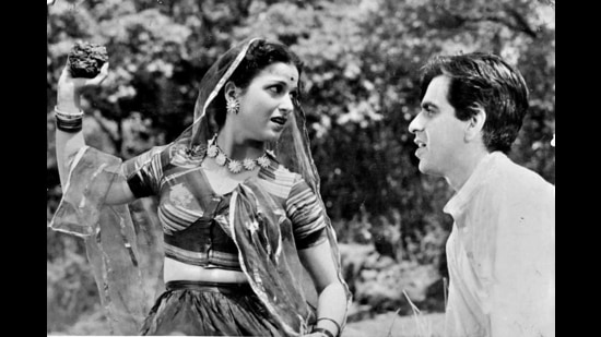 Dilip Kumar and Kamini Kaushal in Arzoo (1950), an adaptation of Wuthering Heights. Kumar died this week, aged 98.