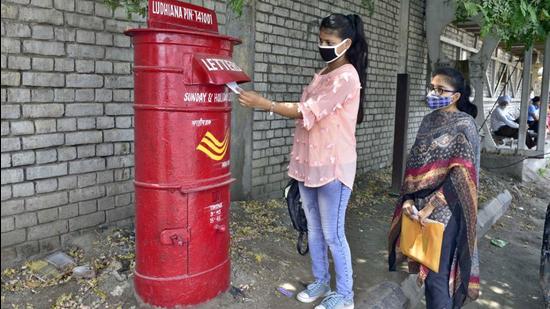 The Ludhiana head post office letterbox was the first in the city to be revamped. (HT Photo)