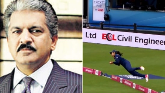 Anand Mahindra's post on Harleen Deol’s brilliant catch wowed people.(Screengrab)