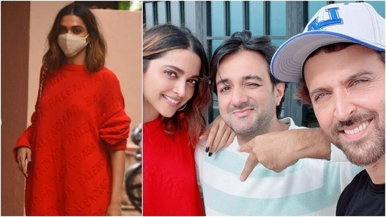 Deepika Padukone in <span class='webrupee'>₹</span>57k quirky sweater begins shooting Fighter with Hrithik Roshan(Varinder Chawla, Instagram/@hrithikroshan) Deepika Padukone in <span class='webrupee'>₹</span>57k quirky sweater begins shooting Fighter with Hrithik Roshan(Varinder Chawla, Instagram/@hrithikroshan)