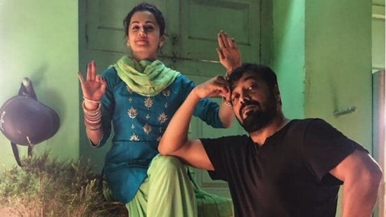 Taapsee Pannu and Anurag Kashyap on the sets of Manmarziyaan.