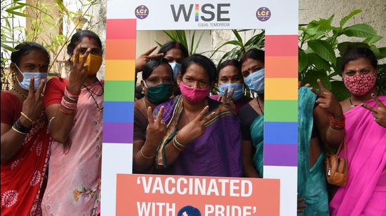 Vashi based NGO with NMMC has managed to get transgender persons vaccinated at Vashi in Navi Mumbai, July 9. (HT PHOTO)