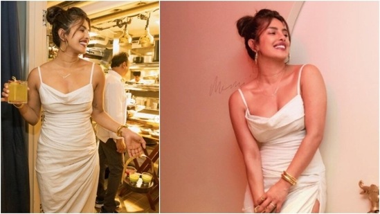 Priyanka is all smiles as she poses with a drink in one hand and a few shots in another.(Instagram/@priyankachopra)