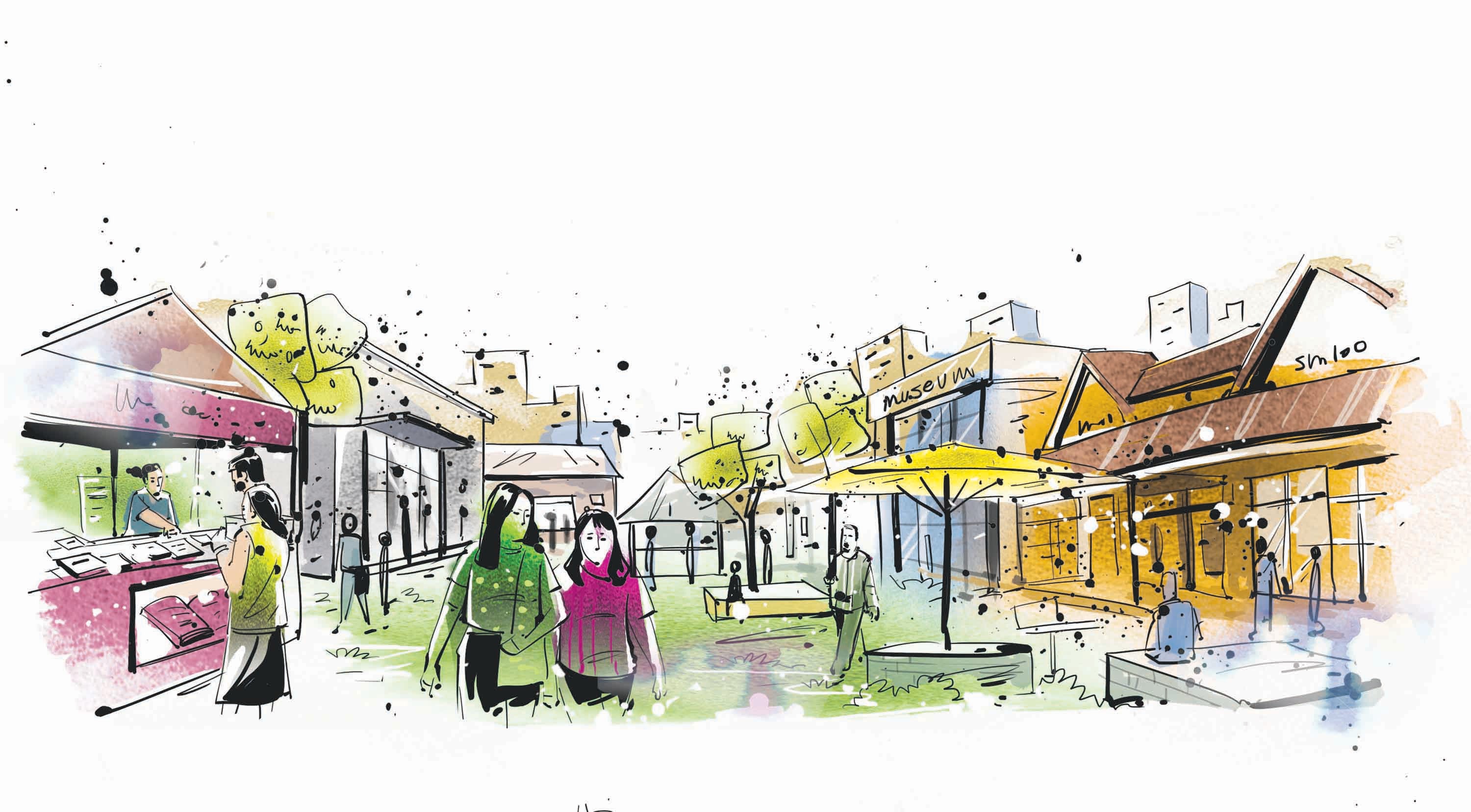Festivals, art and craft bazaars, heritage walks, performance spaces, museums, libraries, cafes and music venues will turn standalone monuments into cultural hubs. (HT illustrations: Mohit Suneja and Gajanan Nirphale) Festivals, art and craft bazaars, heritage walks, performance spaces, museums, libraries, cafes and music venues will turn standalone monuments into cultural hubs. (HT illustrations: Mohit Suneja and Gajanan Nirphale)